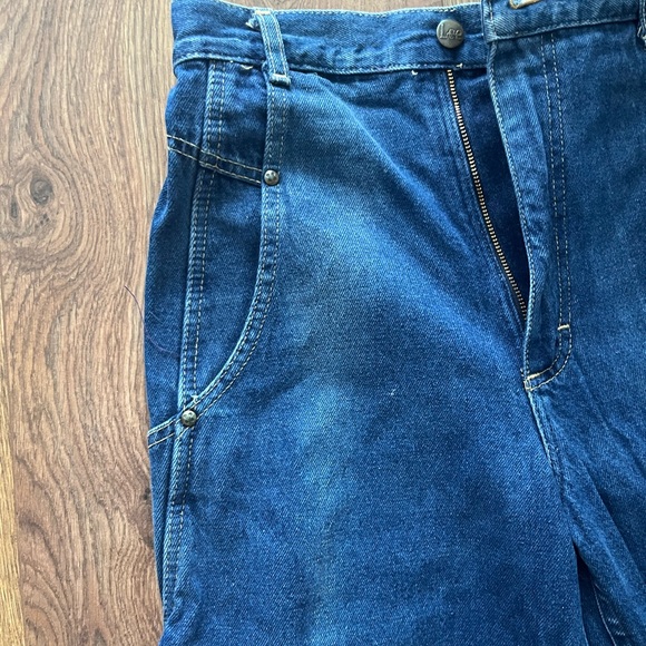 Vintage Lee Brand medium wash straight leg jeans with Carpenter style detailing - Picture 7 of 9